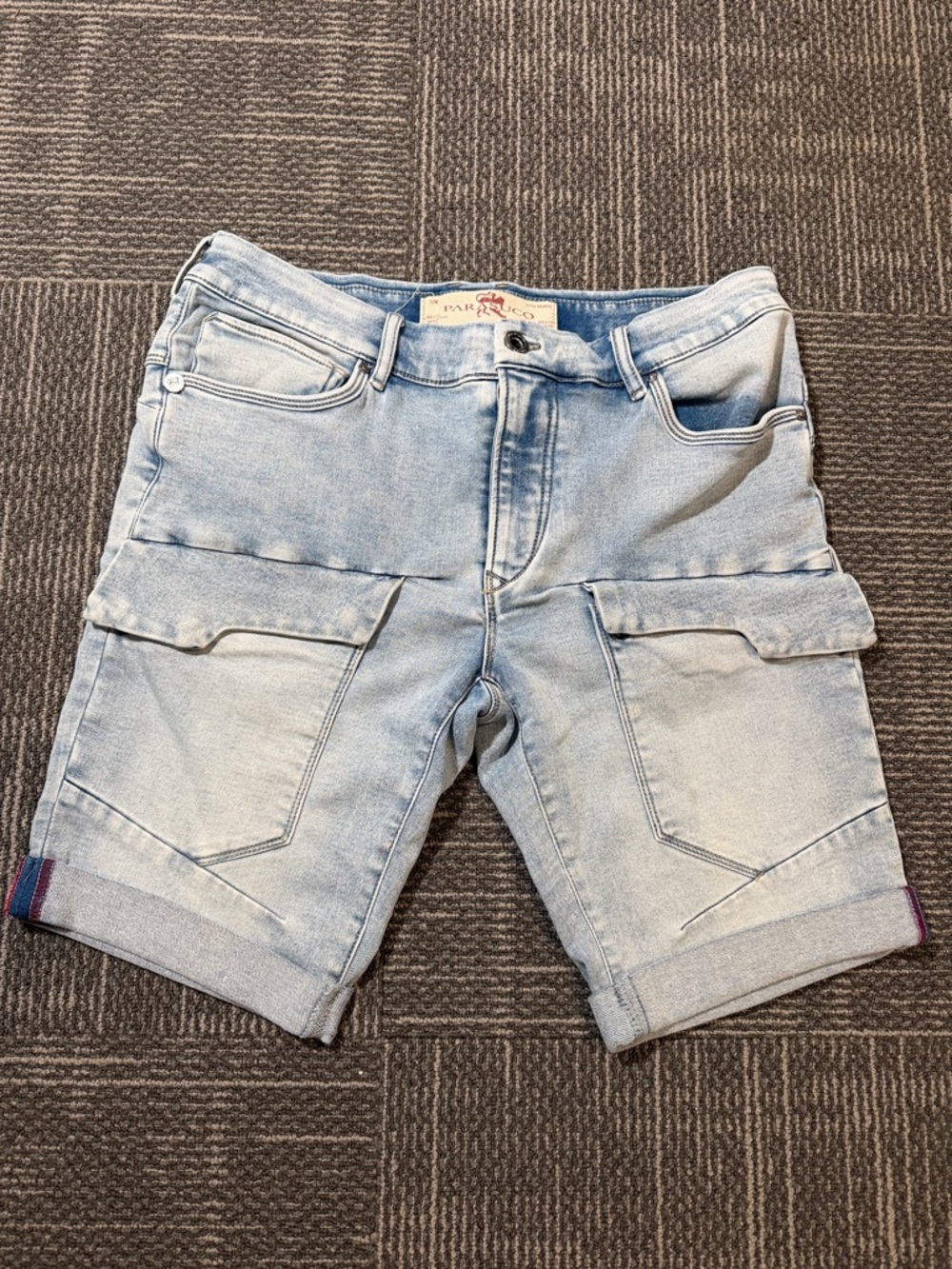 Parasuco Light Blue Denim Cargo Shorts
